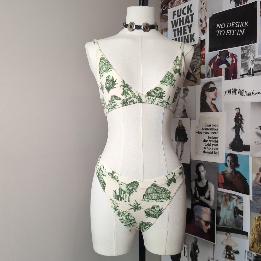 Western Christmas Print Bralette and Briefs Set